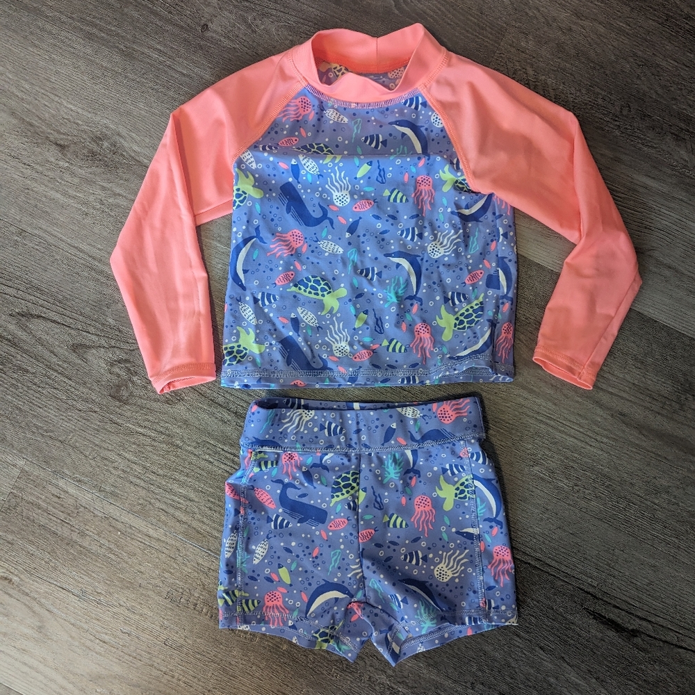 LL Bean Toddler Girl Swim Suit Set Size 2T